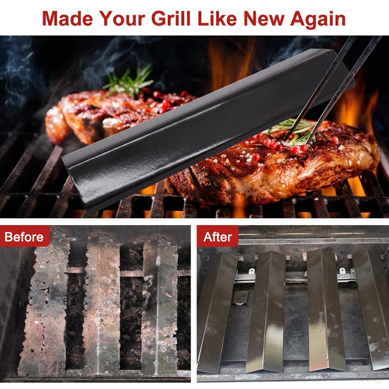 Adviace Set of 5 Heat Plate Shields for Brinkmann 810-3660-S, 810-2511-S, 810-2512-S Grill Replacement Parts, 15 3/8" Porcelain Steel Gas Grill Heat Tent Flame Tamer Replacement for Uniflame, Aussie. - Image 4